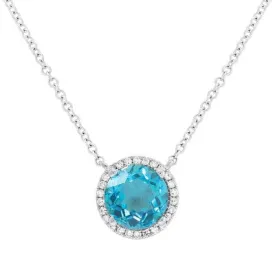 0.08CT DIAMOND & 1.80CT BLUE TOPAZ NECKLACE