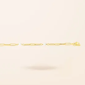 10K Gold Pearl Paper Clip Bracelet