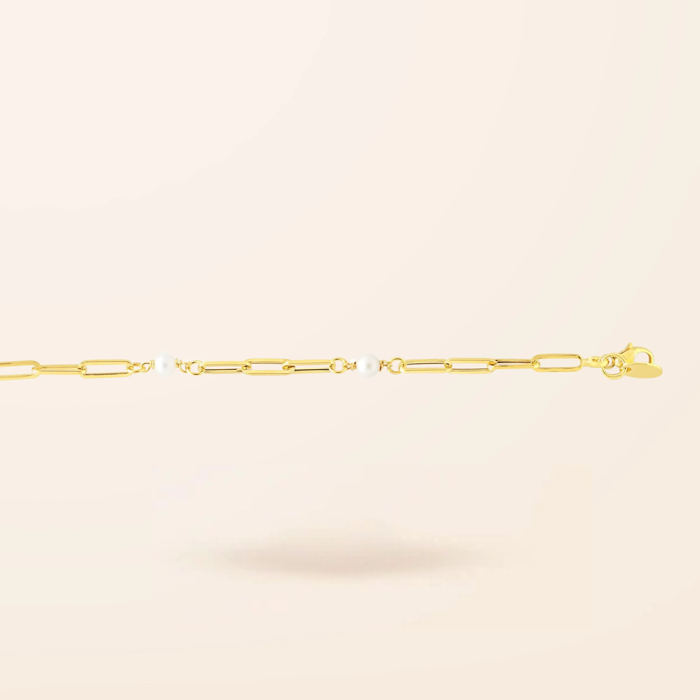 10K Gold Pearl Paper Clip Bracelet