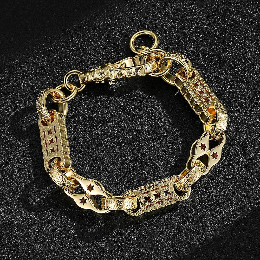 11mm Gold Filled Stars and Bars Bracelet Albert Clasp 7/7.5 Inch