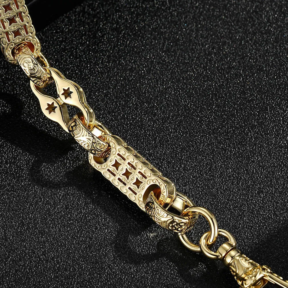 11mm Gold Filled Stars and Bars Bracelet Albert Clasp 7/7.5 Inch