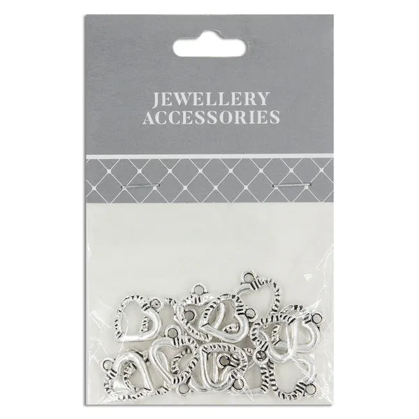 12mm Open Heart Charm, 15pc- Sullivans