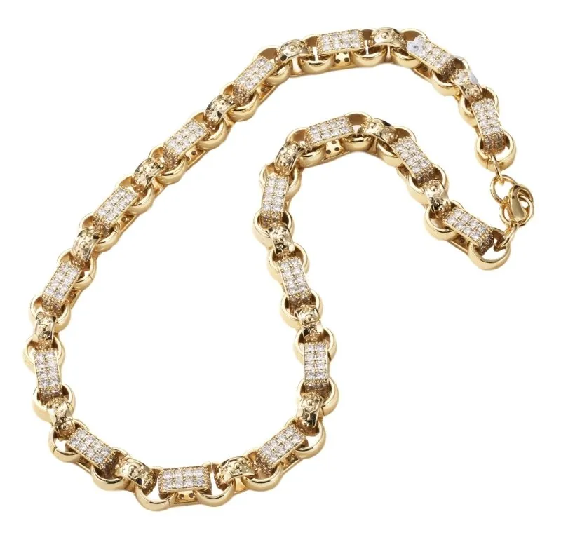 13mm Gold Filled Bonded Gypsy Link Belcher Chain 30 Inches