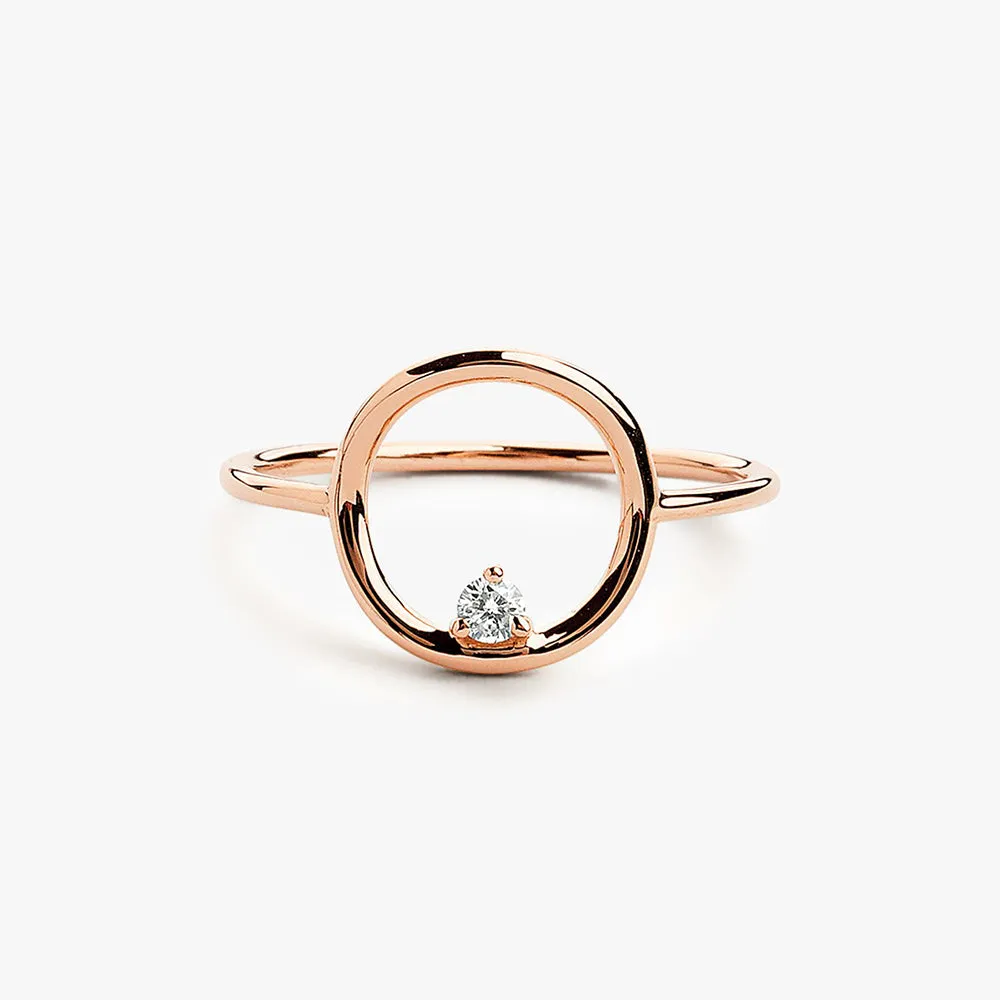 14K Gold Circle Diamond Ring