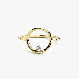 14K Gold Circle Diamond Ring