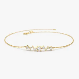 14K Gold Multi Diamond Cluster Bracelet