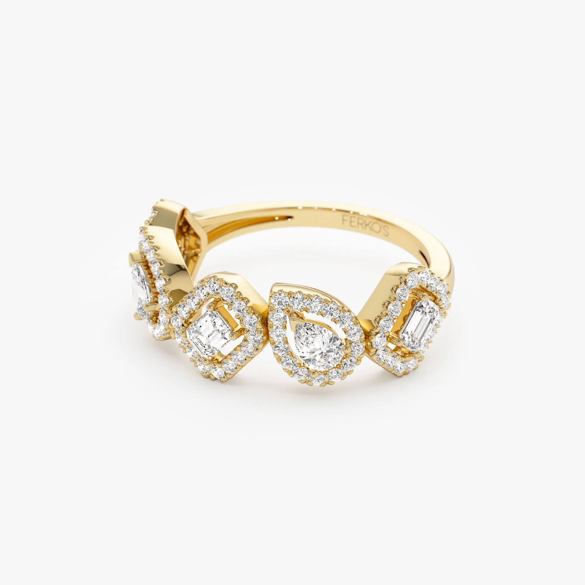 14K Gold Multi-Shaped Diamond Band