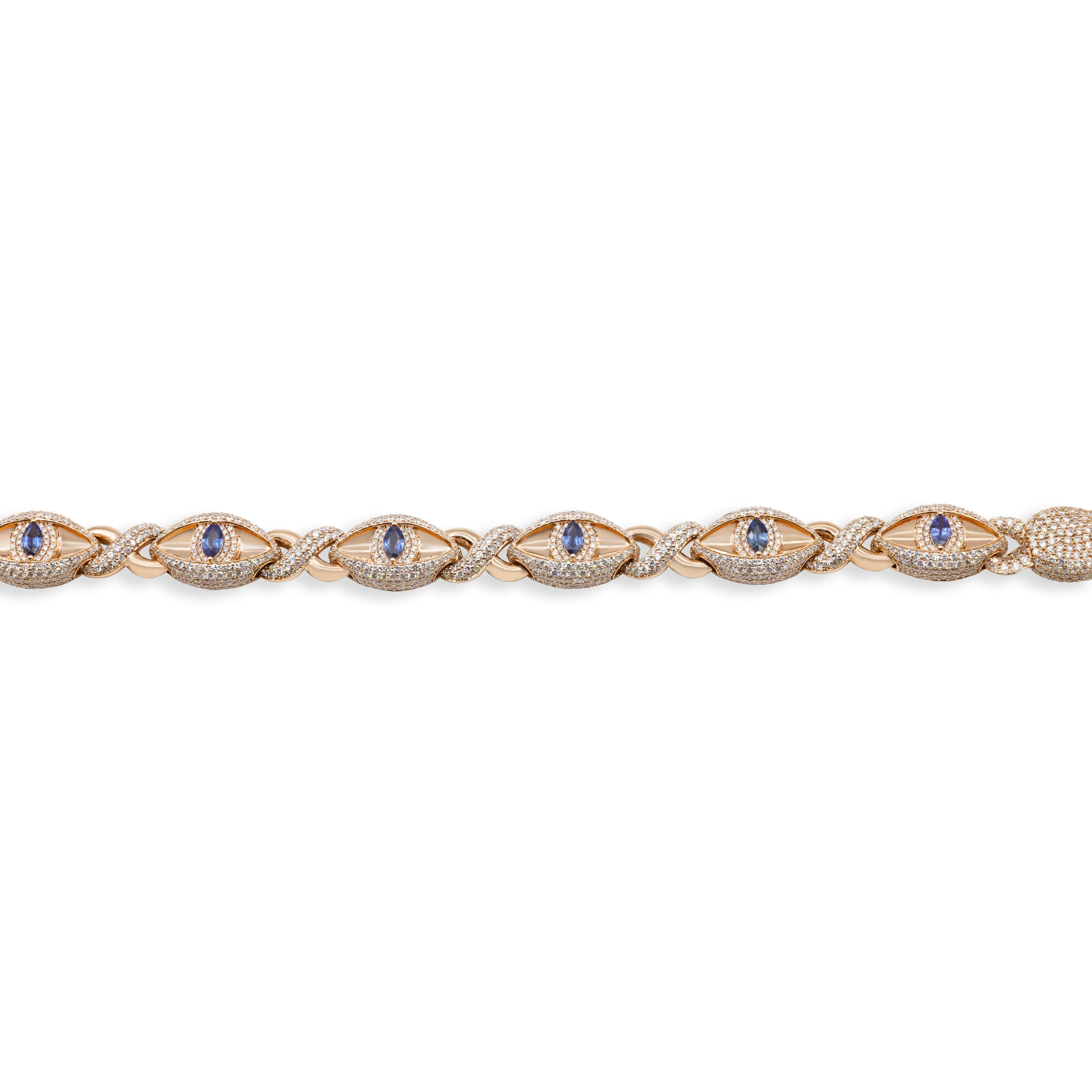 14k Rose Gold Infinity Eye link Bracelet 18.11 CTW