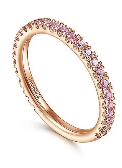 14k Rose Gold Pink Sapphire Stackable Ring