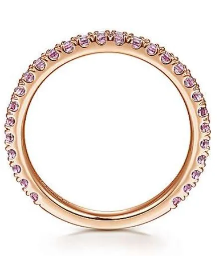 14k Rose Gold Pink Sapphire Stackable Ring