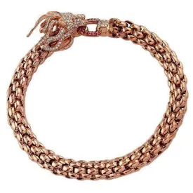 14K Solid Rose Gold Custom Design Diamond Lion Head Ruby Bracelet 2.50 Ctw