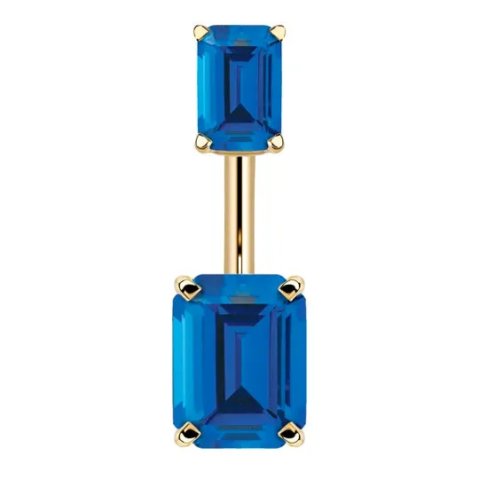 14K Yellow Gold Emerald Cut Belly Rings