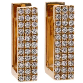 14K Yellow Gold Modern Geometric Shaped Diamond Earrings