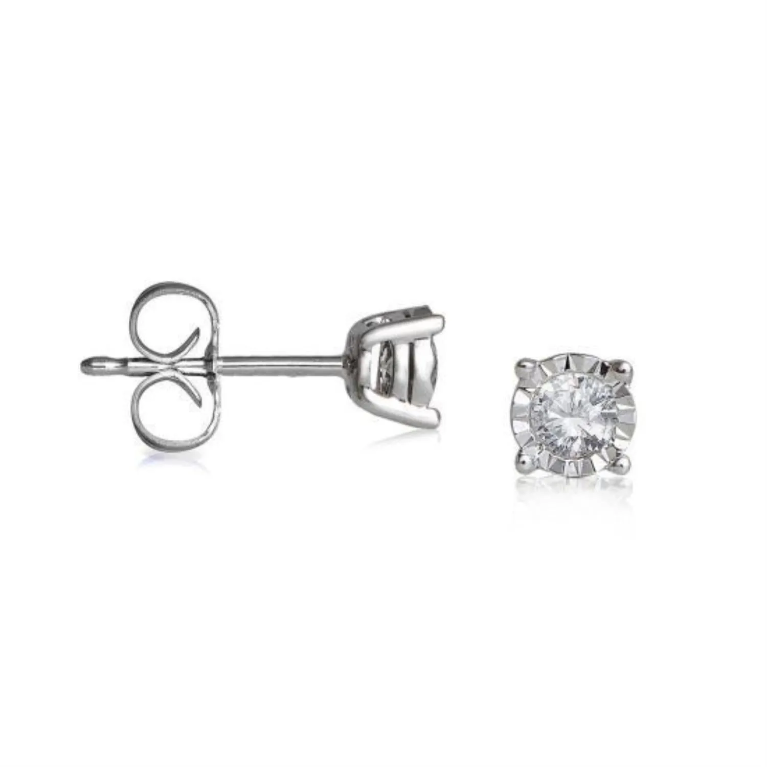 1/5 CTW Diamond Illusion Set Stud Earrings in Sterling Silver