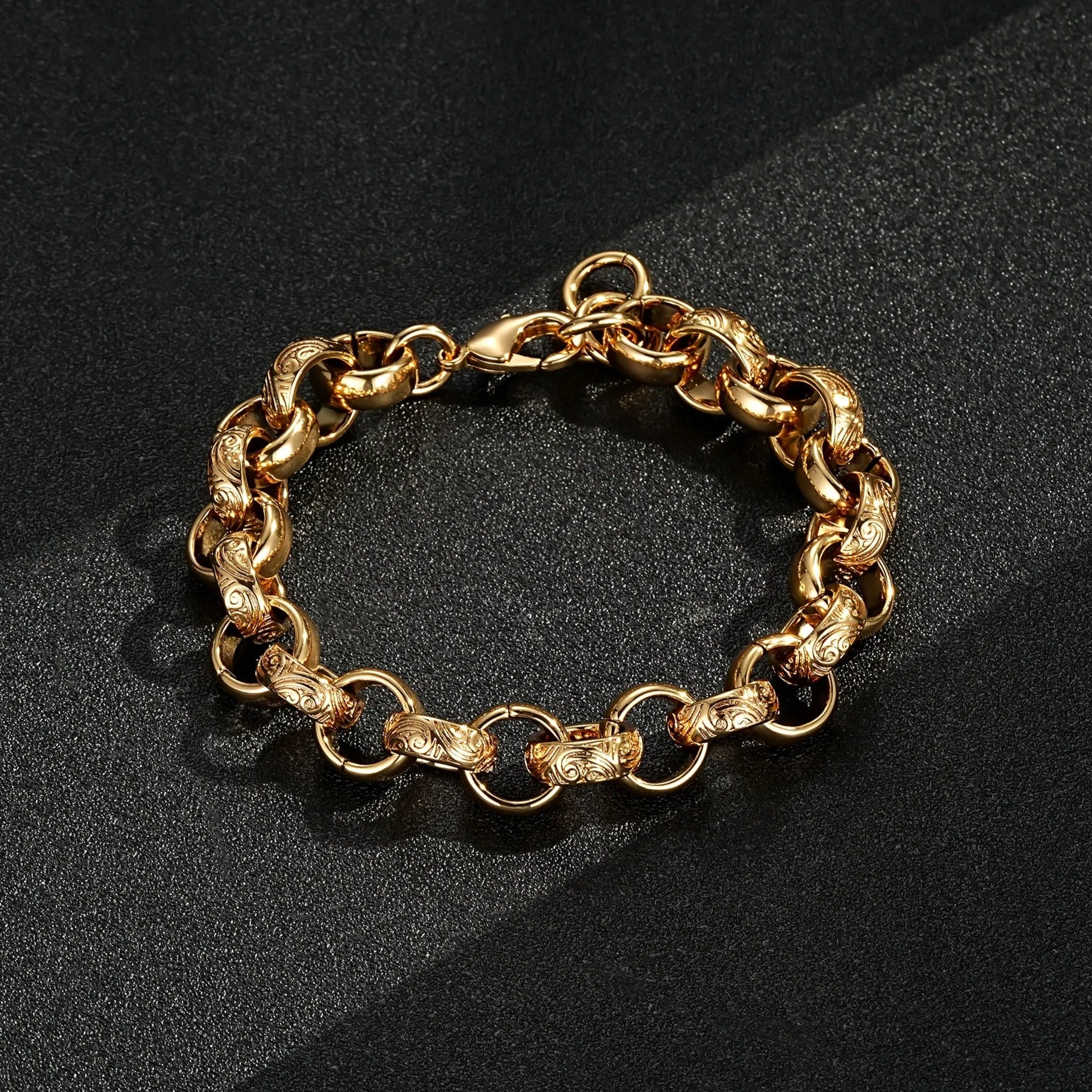 15mm Gold Filled Bonded Ornate Belcher Bracelet 8/9.3 Inch