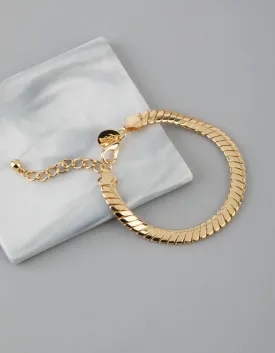 18ct Gold Plated Brass Flat Chain Bracelet