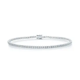 18ct White Gold Diamond Claw Set Fine Line Bracelet