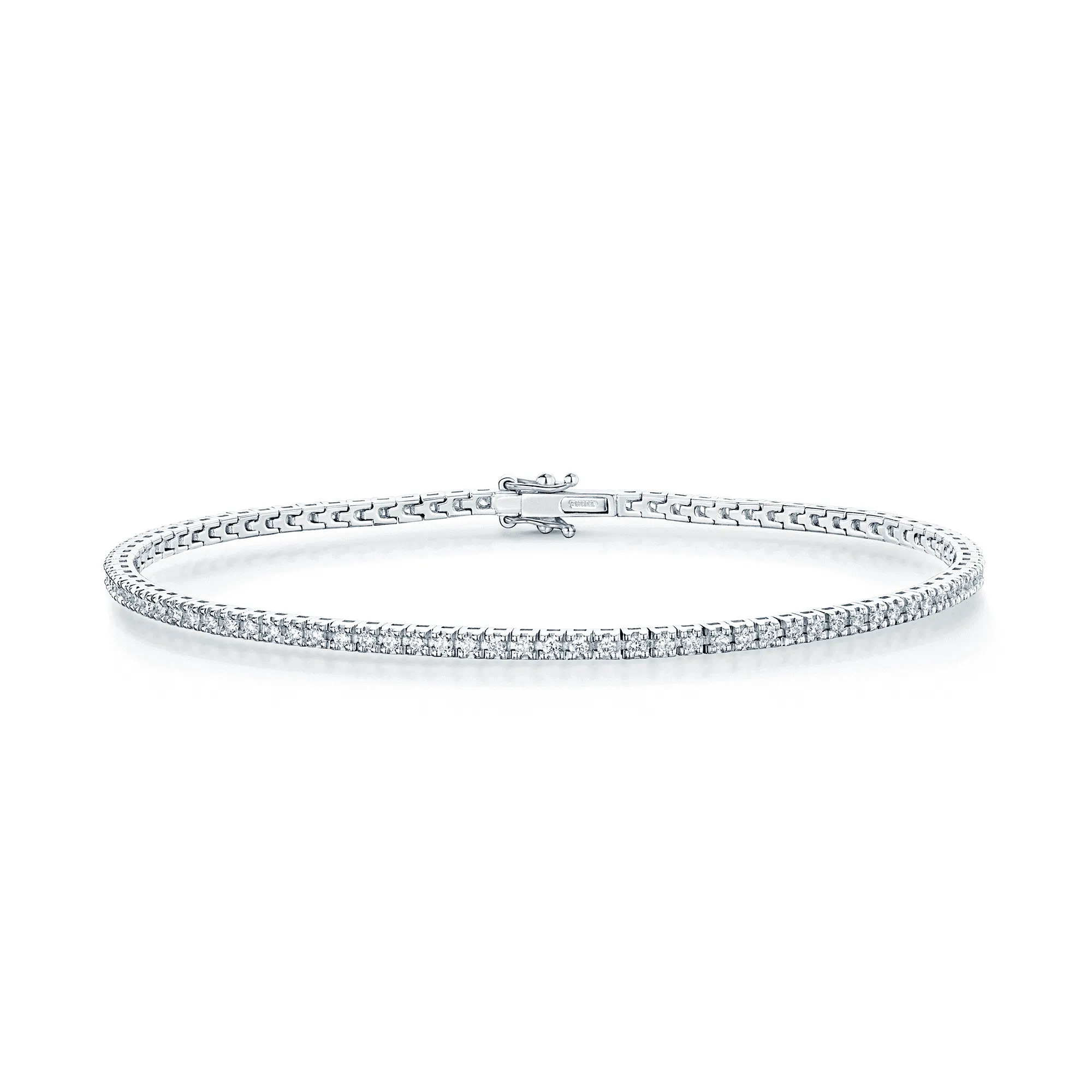 18ct White Gold Diamond Claw Set Fine Line Bracelet