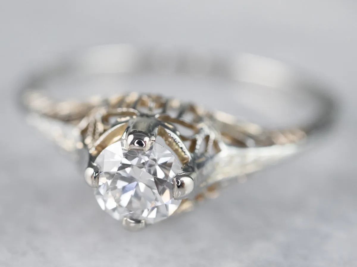 18K Art Deco Diamond Engagement Ring