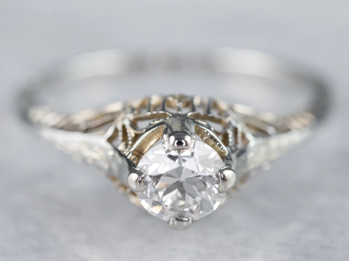 18K Art Deco Diamond Engagement Ring