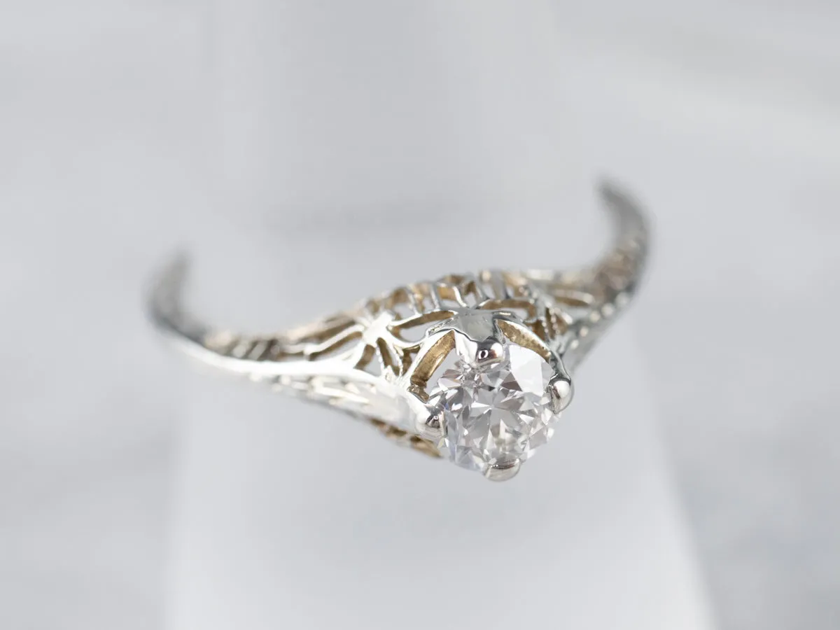 18K Art Deco Diamond Engagement Ring