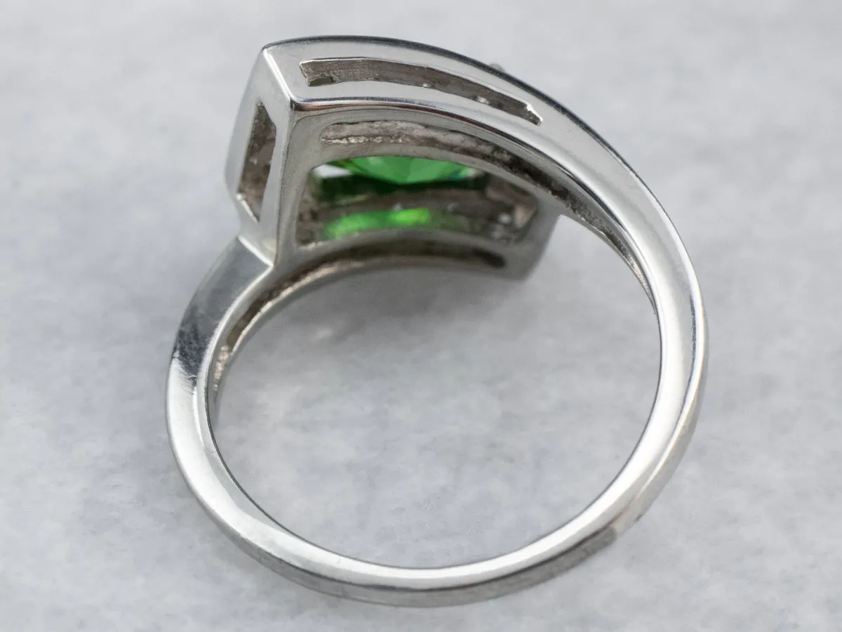 18K Gold Tsavorite Garnet and Diamond Bypass Ring