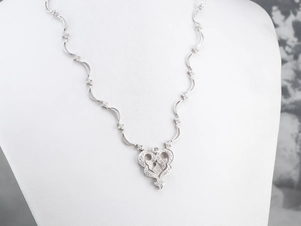 18K White Gold Modern Diamond Necklace