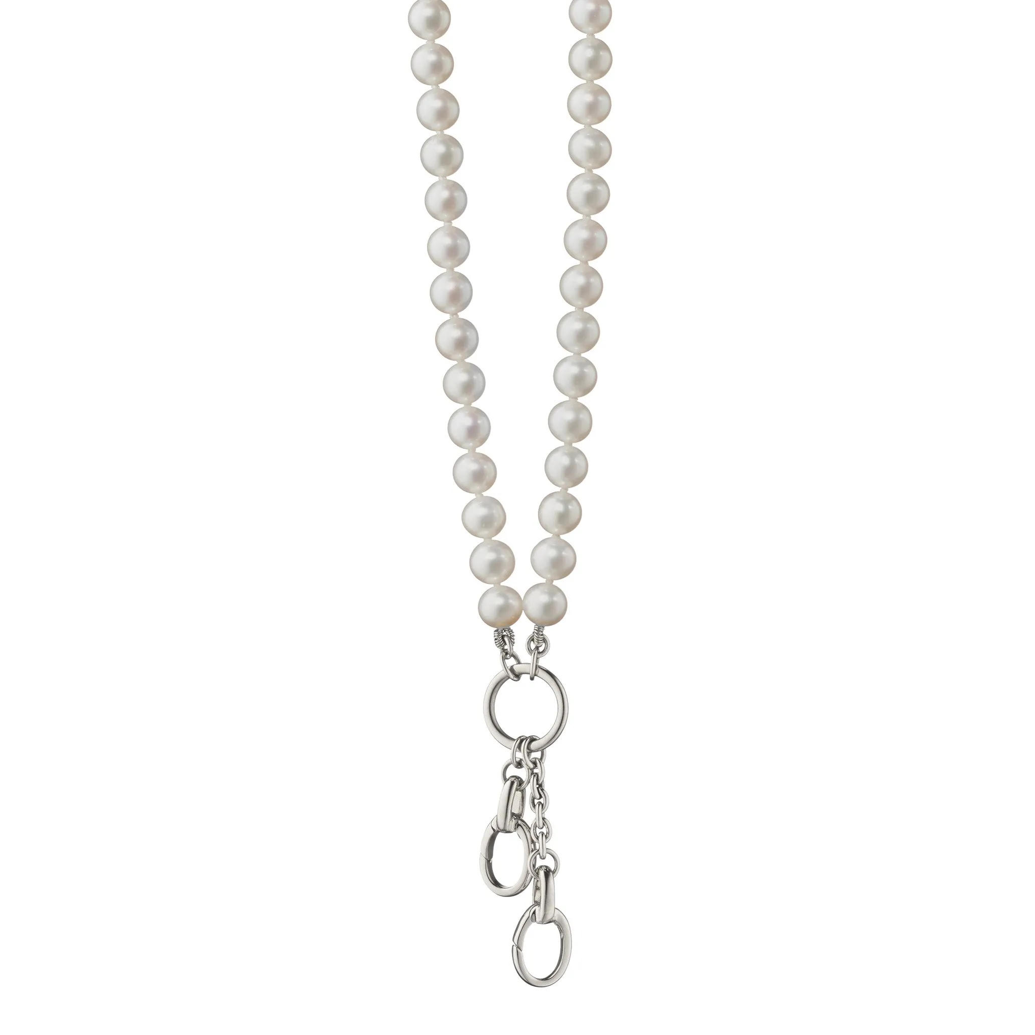 18" "Design Your Own" Sterling Silver Pearl Charm Chain Necklace, 2 Charm Stations