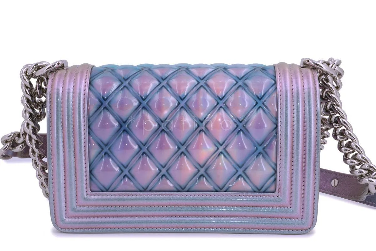 18S Chanel Iridescent Purple Mermaid Small Water Boy Flap Bag