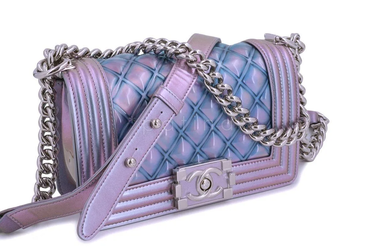 18S Chanel Iridescent Purple Mermaid Small Water Boy Flap Bag