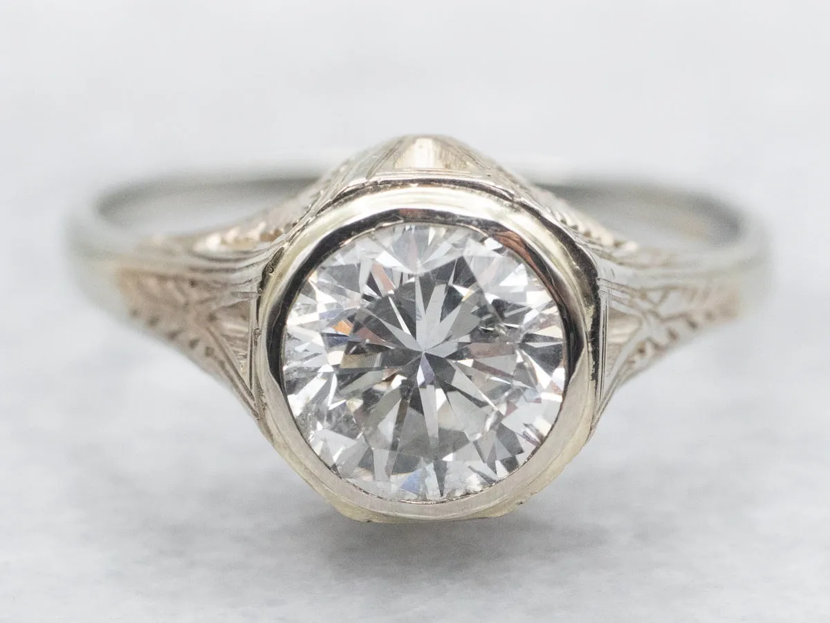 1920's Art Deco Diamond Solitaire Engagement Ring