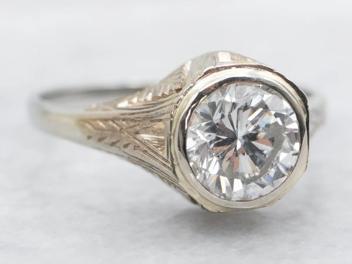 1920's Art Deco Diamond Solitaire Engagement Ring