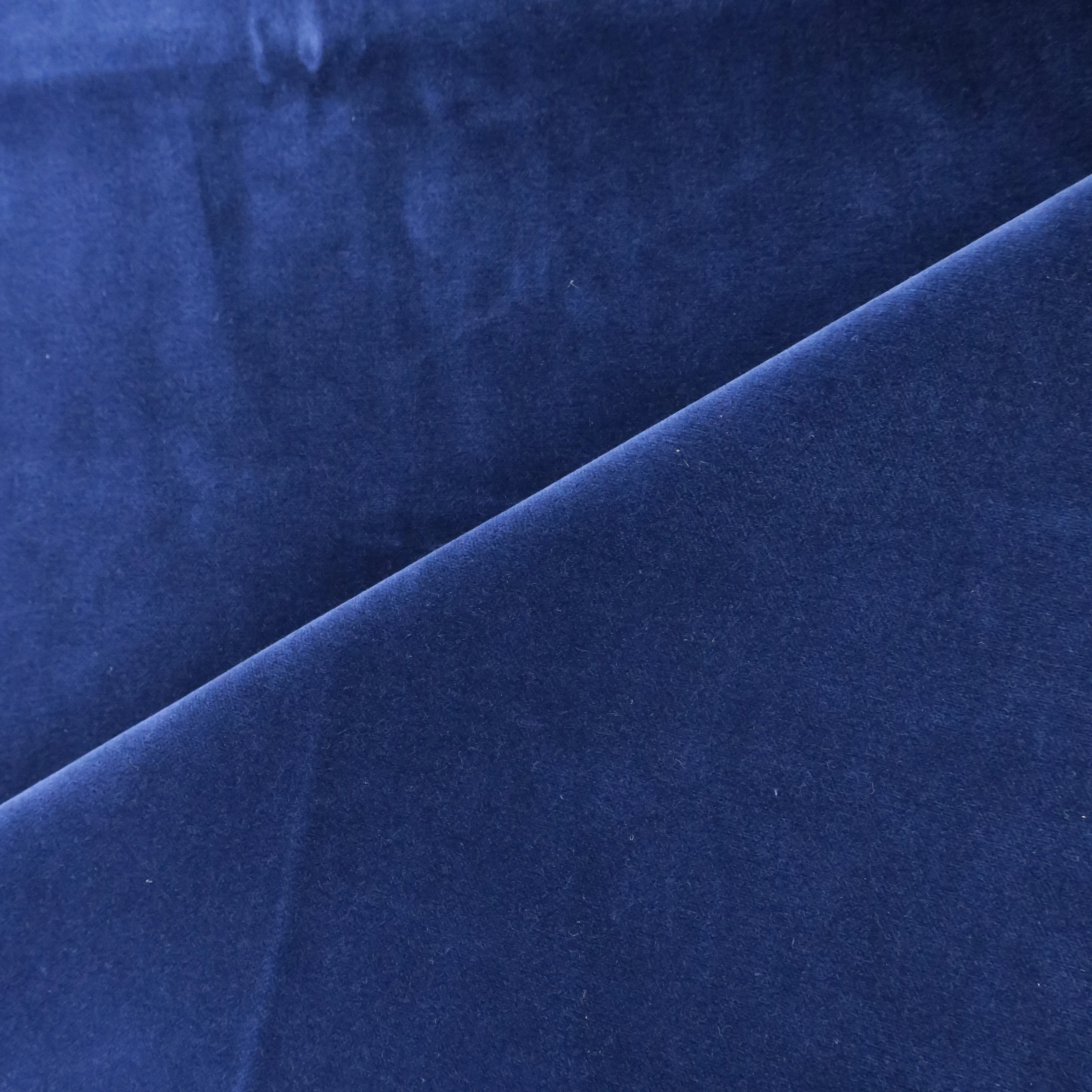 2.60 YDS Royal Blue Solid 100% Cotton Velvet Loro Piana Fabric