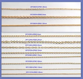 3 Ft Gold Filled Look, Flat Cable, Link Extension Chain 18K 1.15/1.25/1.6/1.75/2.0/2.10/2.25/3.0/3.25mm Findings dainty shiny For Jewelry Making