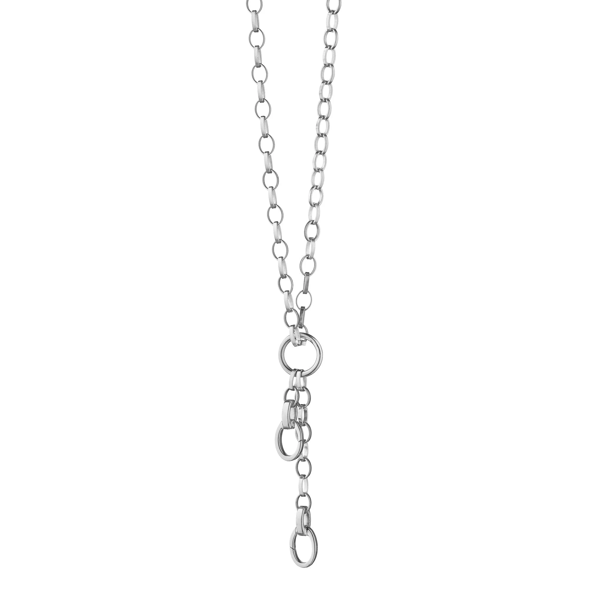 34" "Design Your Own" Large Link Sterling Silver Charm Chain Necklace, 2 Charm Stations