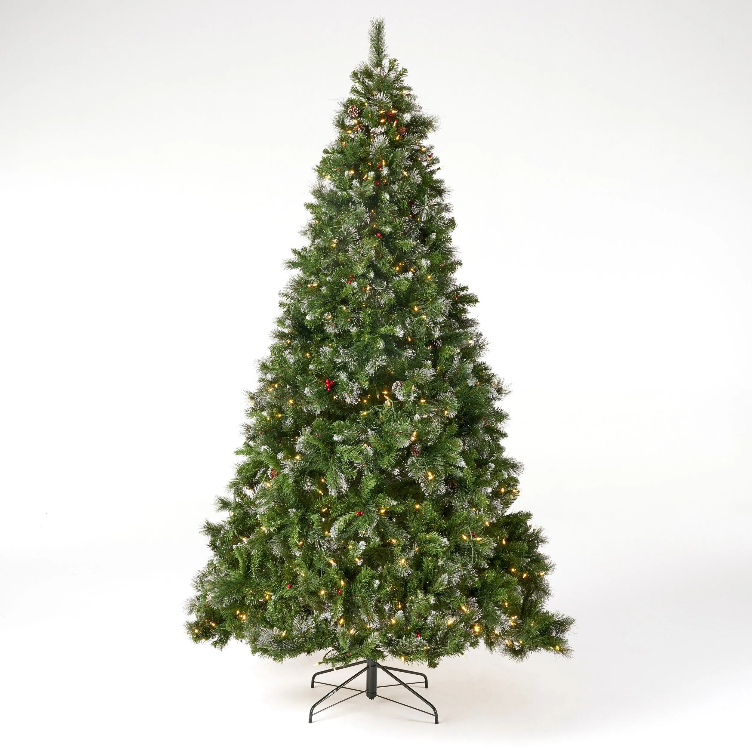 9-foot Mixed Spruce Pre-Lit Clear LED Hinged Artificial Christmas Tree with Glitter Branches - NH641113