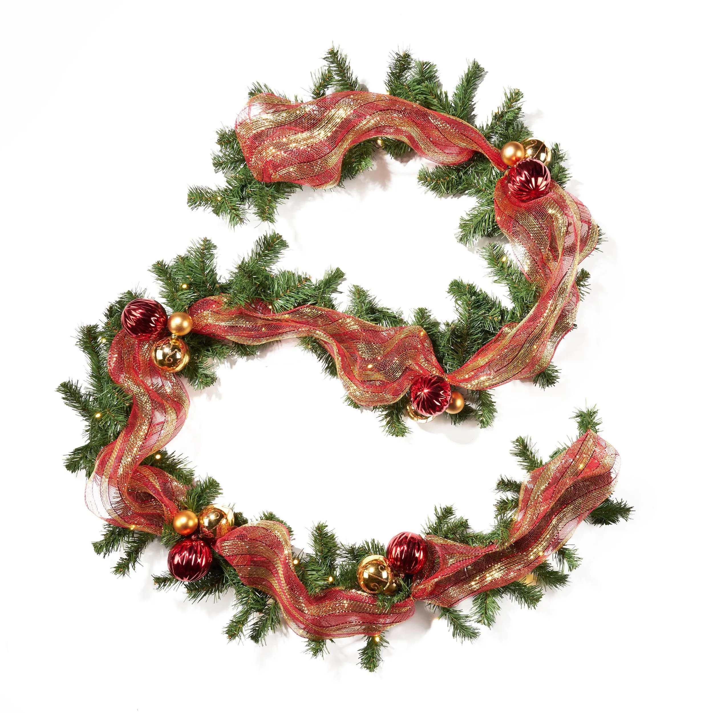 9-foot Noble Fir Pre-Lit Warm White LED Pre-Decorated Artificial Christmas Garland - NH451113