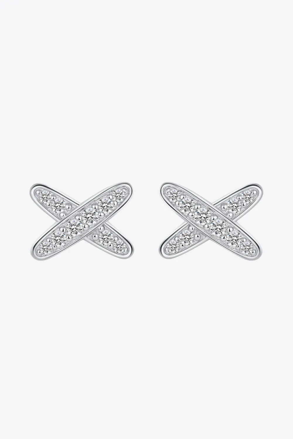 925 Sterling Silver X-Shape Moissanite Earrings