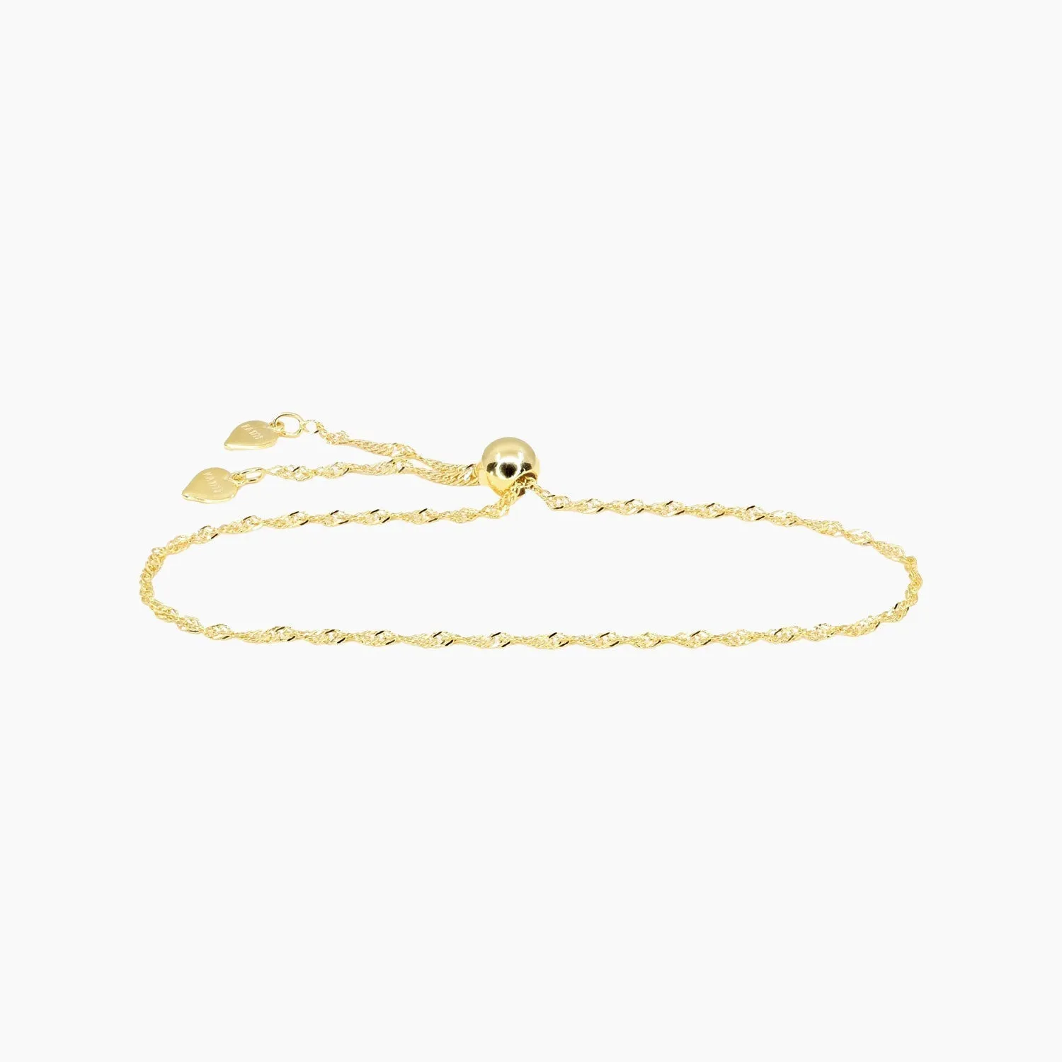 Adjustable Milano Twist Sterling Silver Friendship Bracelet (Gold)