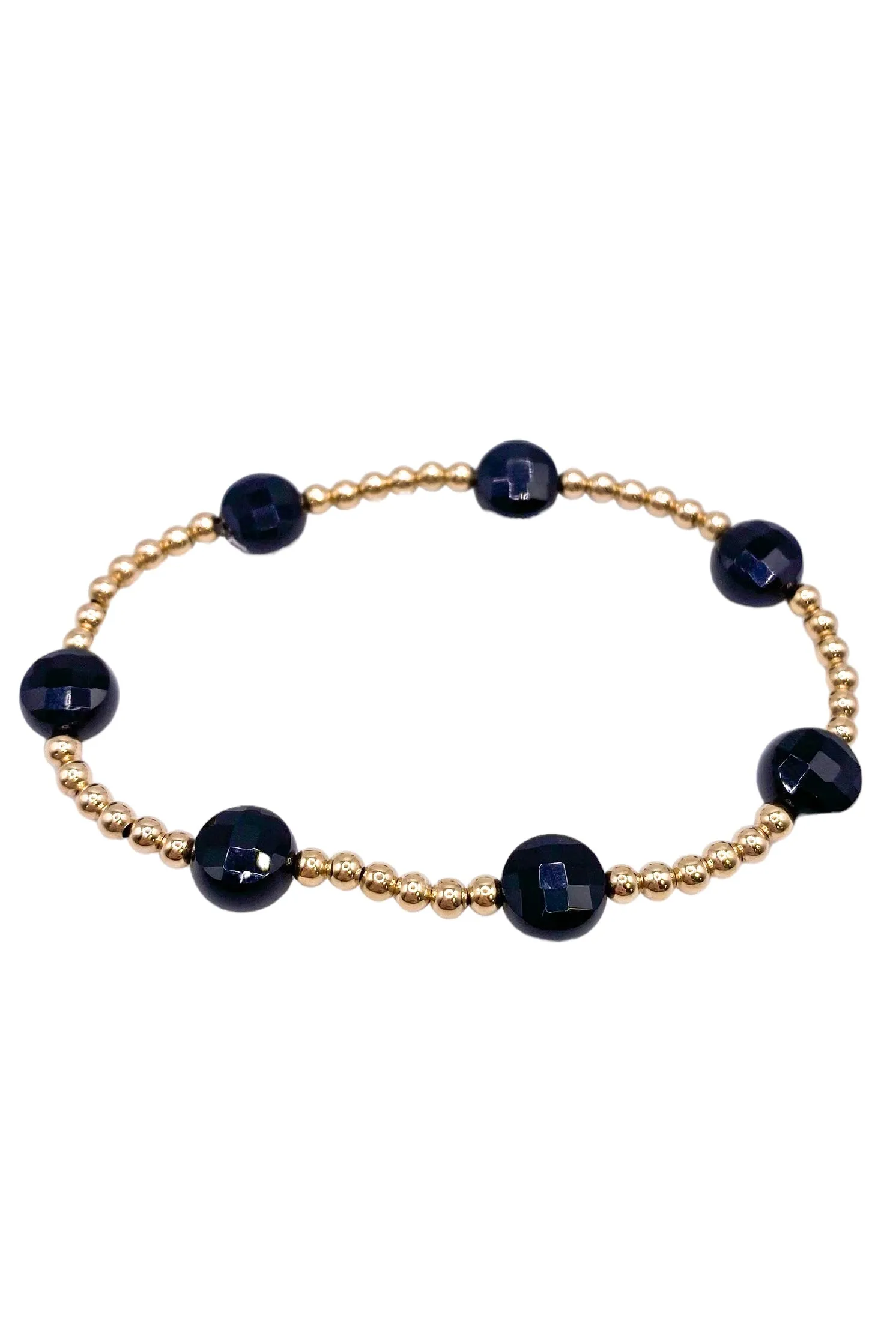 Admire 3mm Faceted Onyx Bead Bracelet | E-Newton