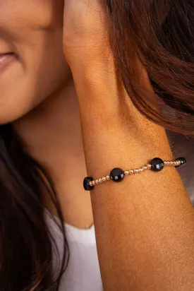 Admire 3mm Faceted Onyx Bead Bracelet | E-Newton