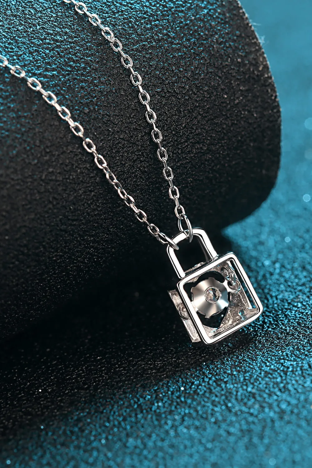 Adored Moissanite Lock Pendant Necklace