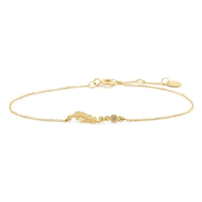 Alex Monroe 18ct Gold Teeny Tiny Plume Champagne Diamond Bracelet