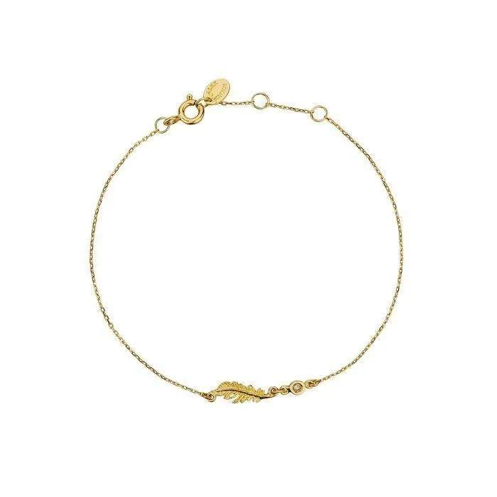 Alex Monroe 18ct Gold Teeny Tiny Plume Champagne Diamond Bracelet