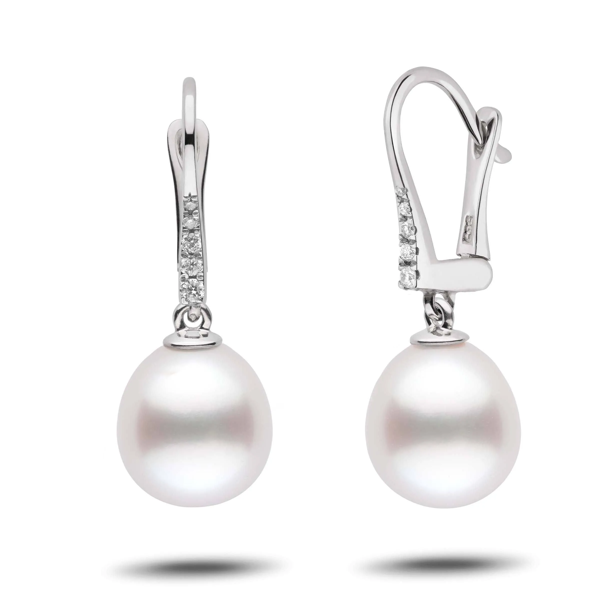 Allure Collection Drop White South Sea 10.0-11.0 mm Pearl & Diamond Dangle Earrings