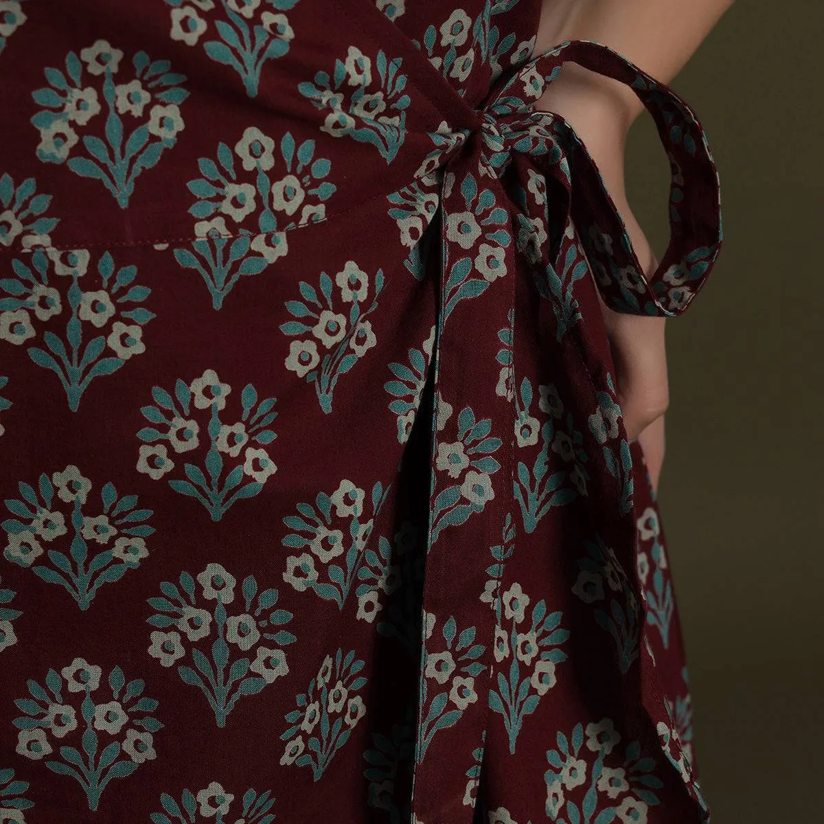 Aloha Mora on Maroon Wrap-around Dress