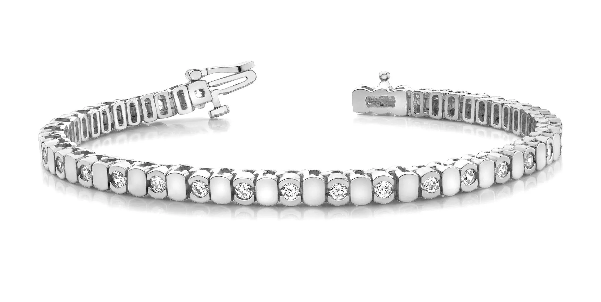 Alternating Bezel Lab-Grown Diamond Bracelet with 1.74 ct.(finished) 2.5mm