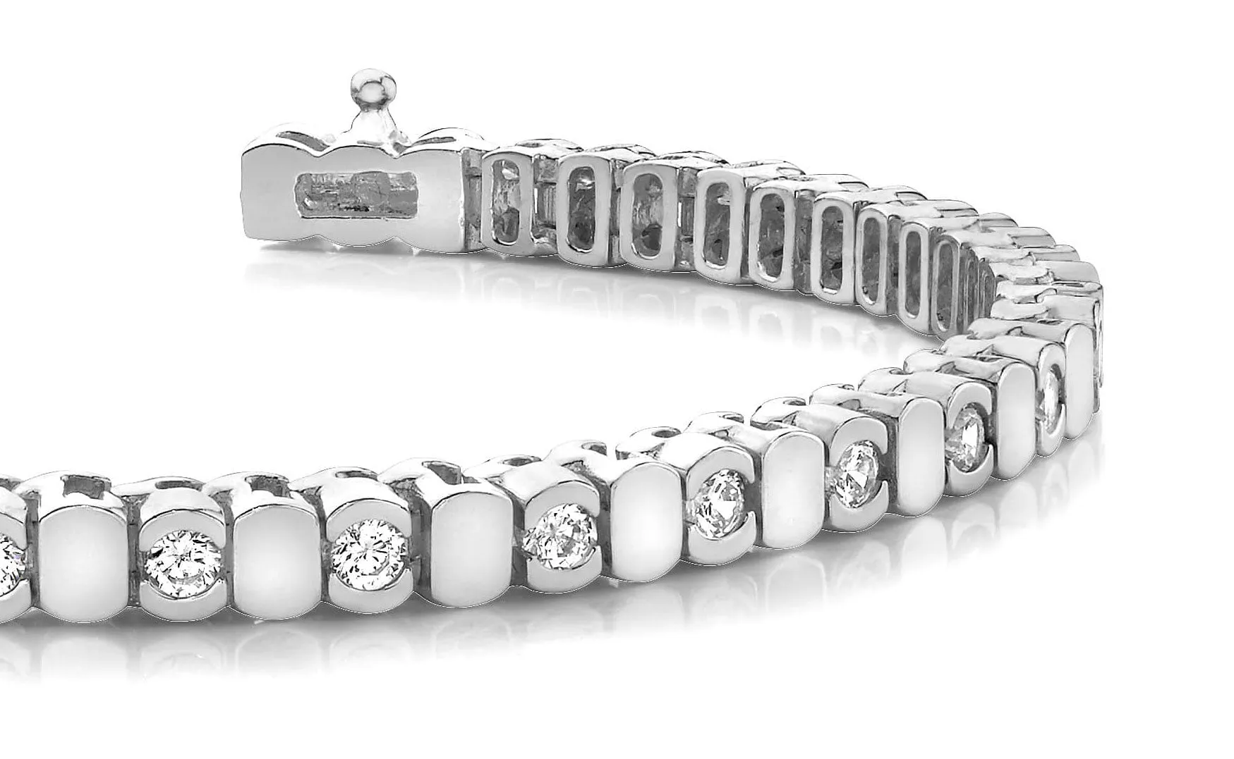 Alternating Bezel Lab-Grown Diamond Bracelet with 1.74 ct.(finished) 2.5mm