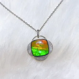 Ammolite Pendant Sterling Silver ORIGINS Quatrefoil Ammolite Pendant