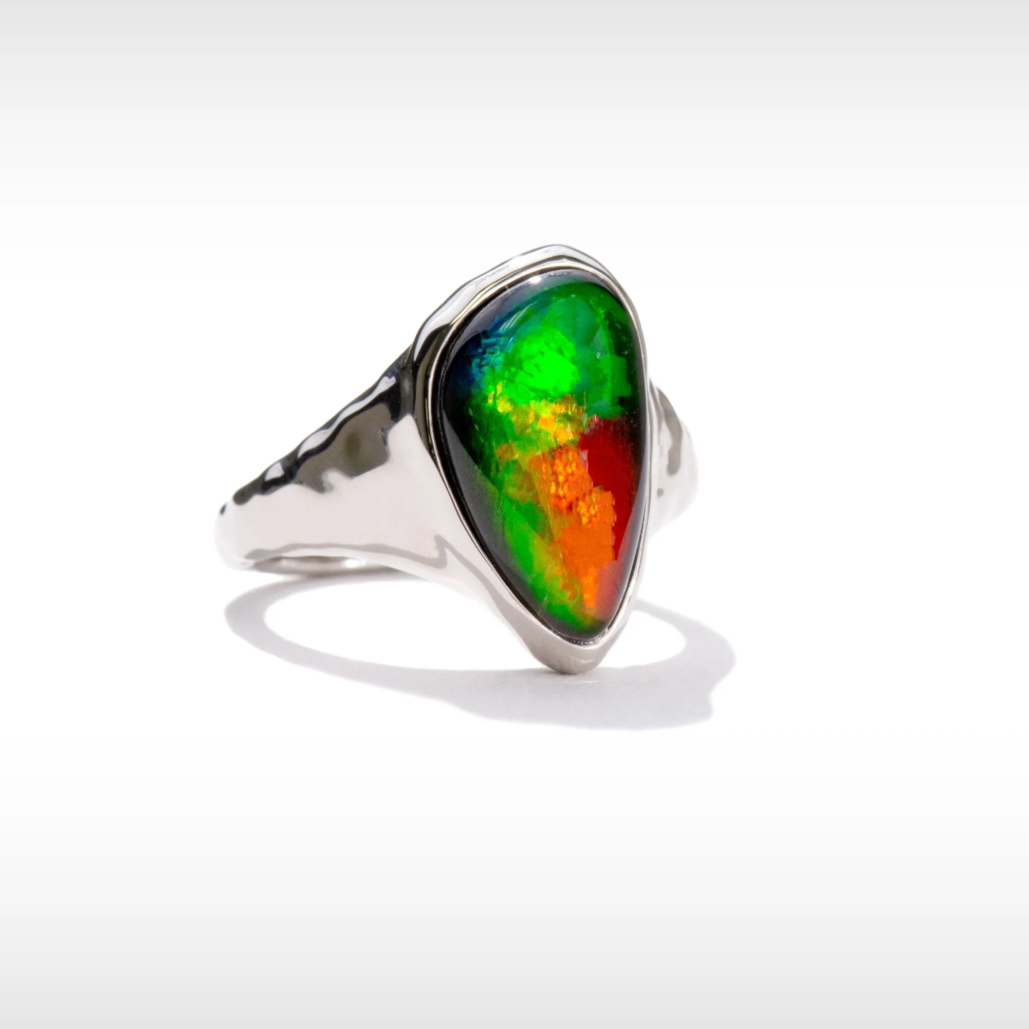 Ammolite Ring Sterling Silver WAVES Ring